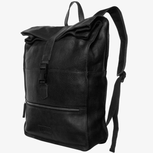 Schwarzer Leder-Windelrucksack